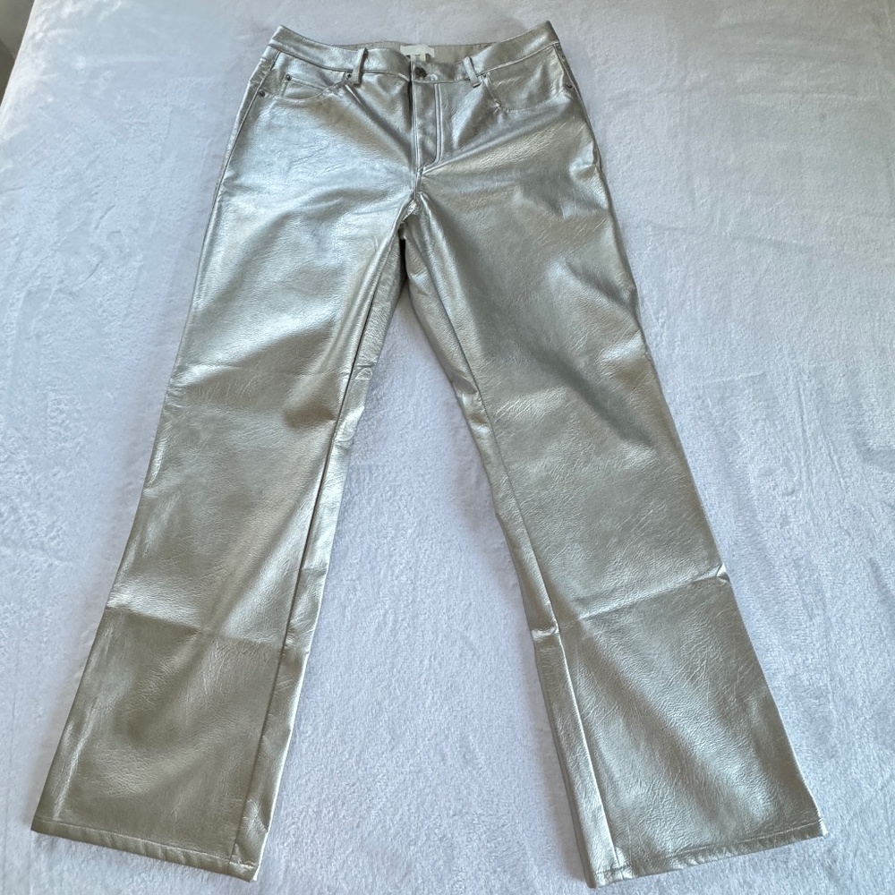H&M 90's Straight Leg Silver Pants Size 14 30" inseam